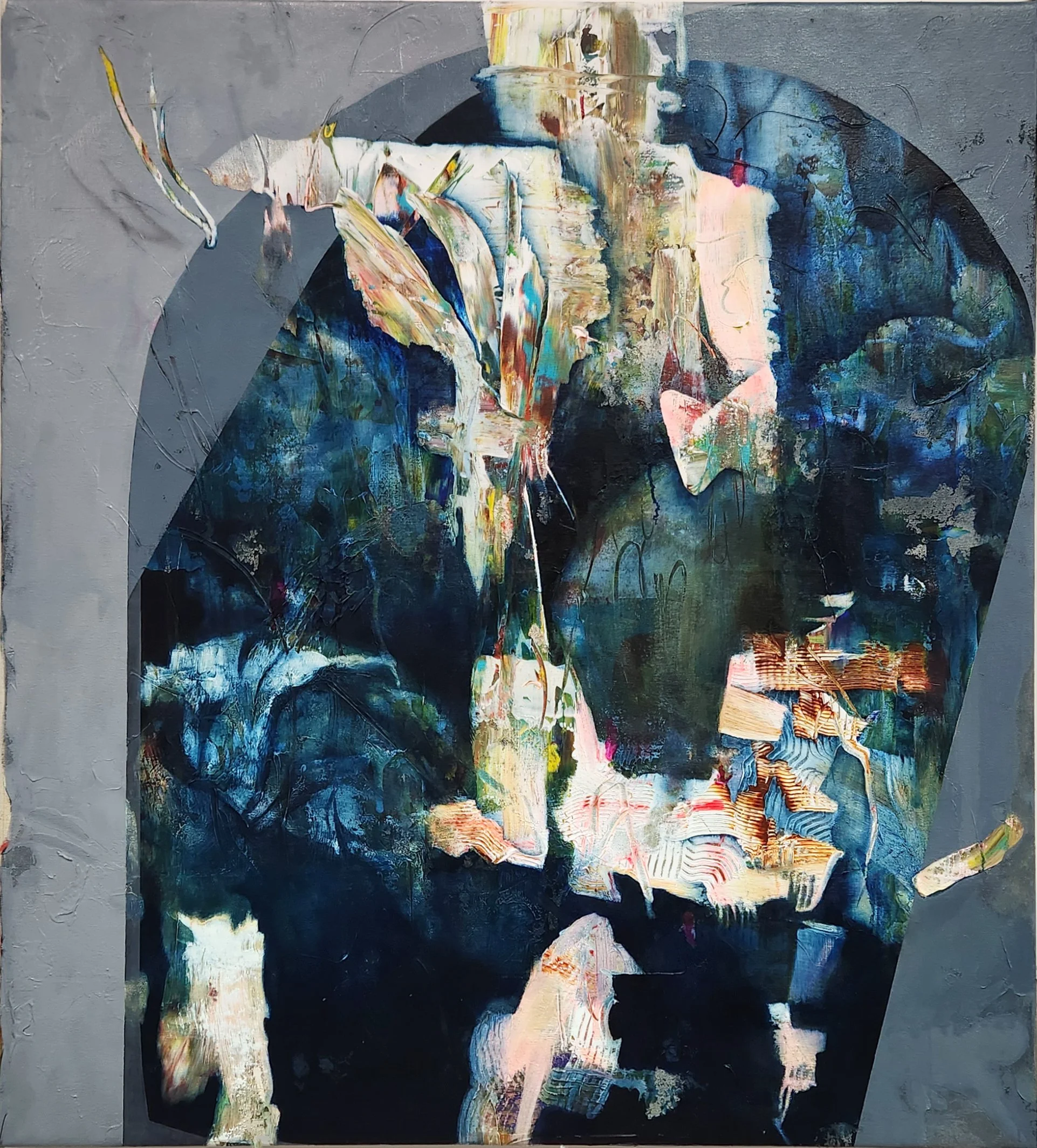 Skin-to-Skin 26.1, 2026, Oil and acrylic on canvas, 45 x 40 inches, 