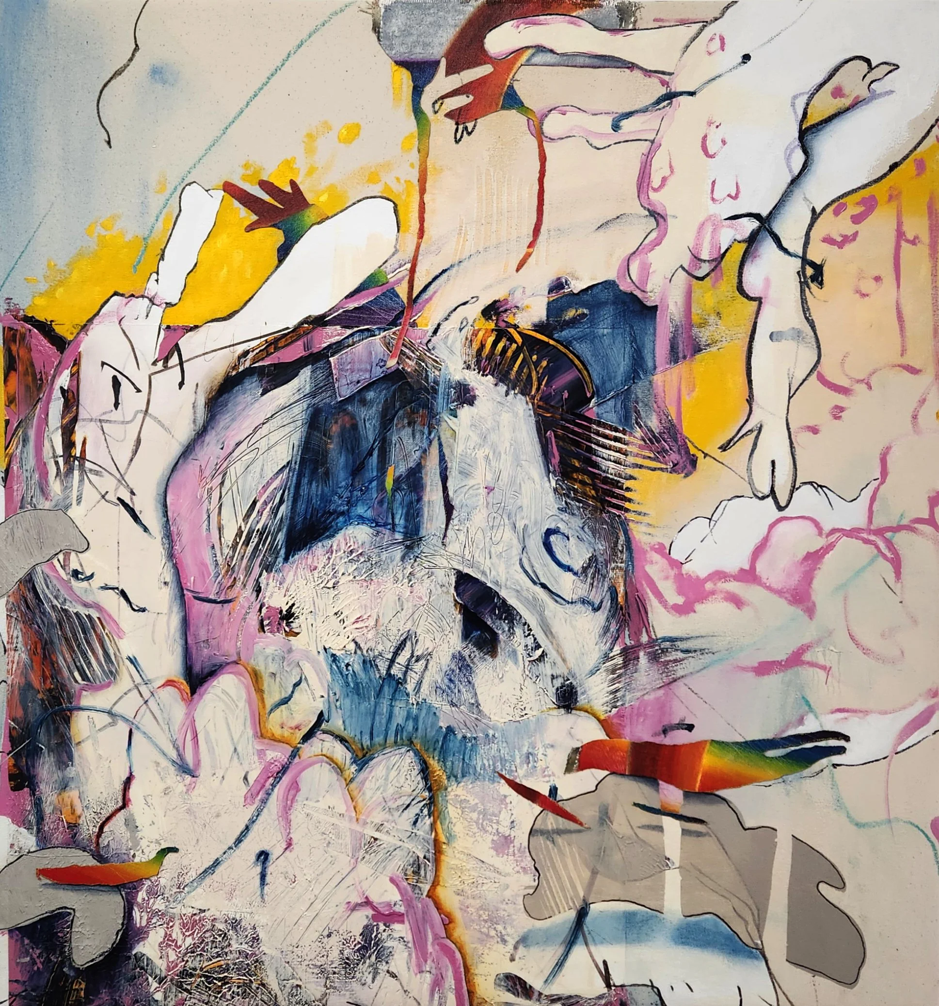 Mr K’s Second Chance at Life, 2026, Oil and acrylic on canvas, 36 x 34 inches