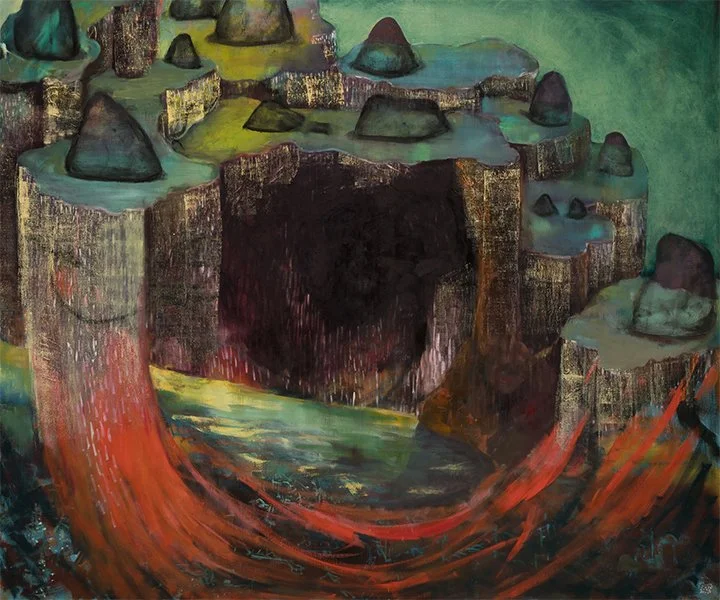 cave.ice.fire, 2019, oil on canvas, 60x72 inches