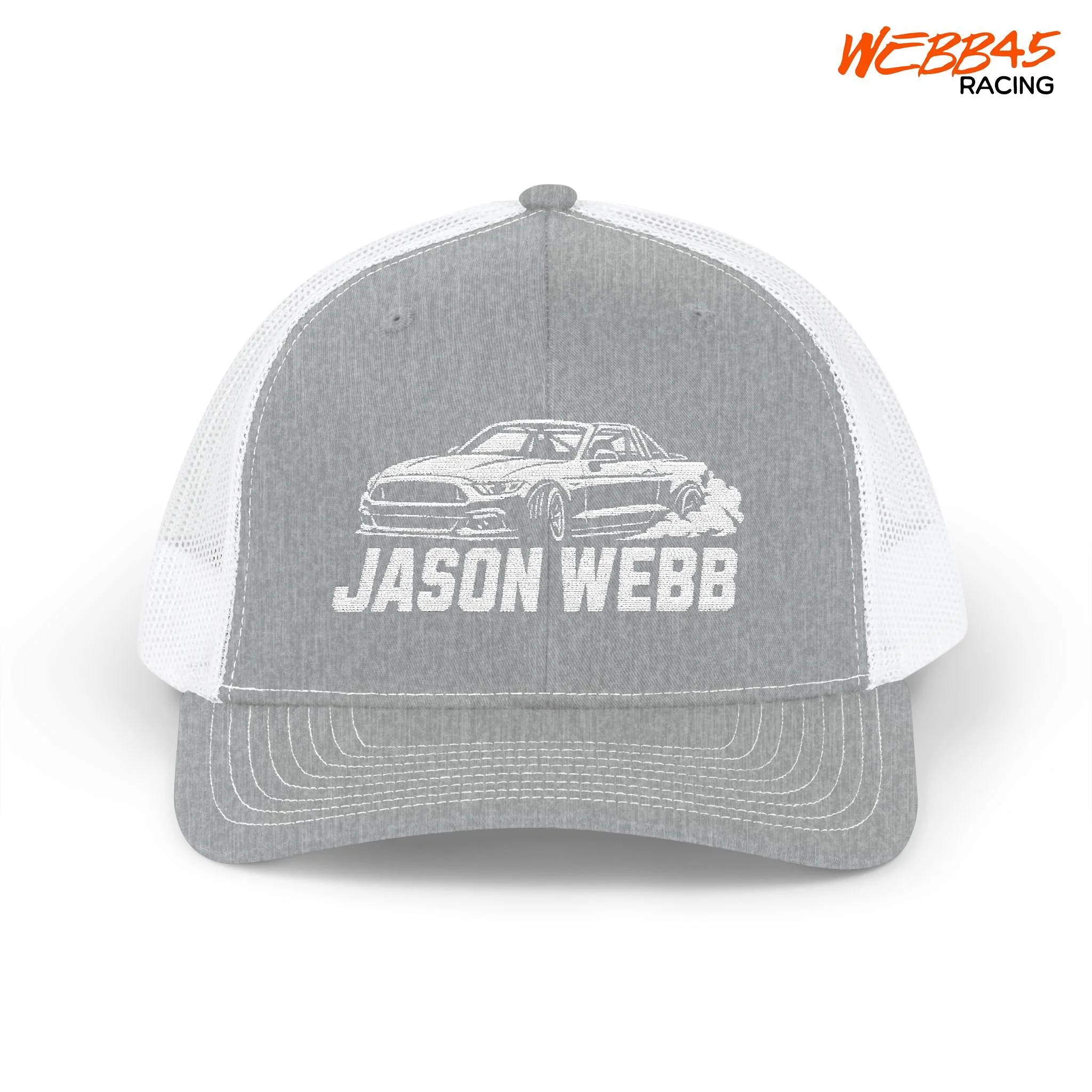 Jason Webb Drift Mustang Embroidered Cap, Trucker Cap, Jason Webb Drifting Cap, Webb45 Racing Merch