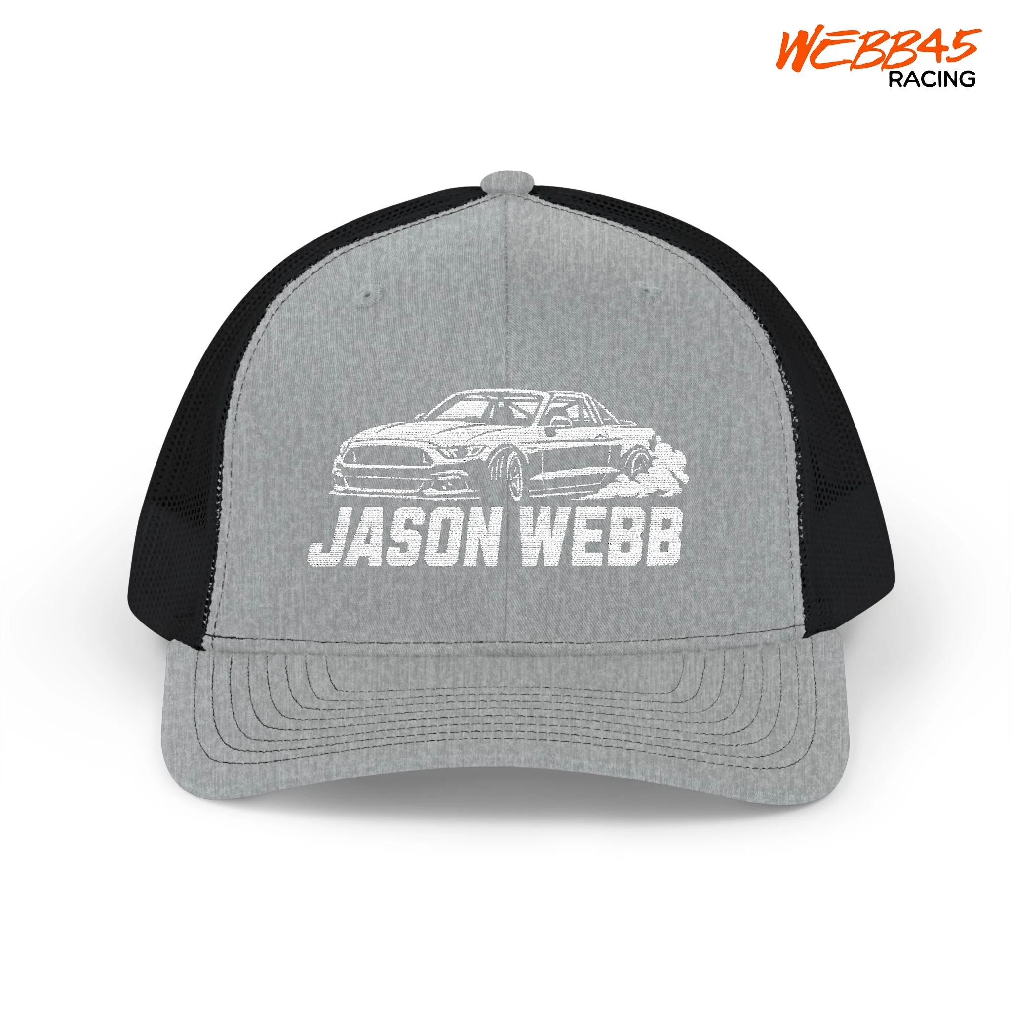 Jason Webb Drift Mustang Embroidered Cap, Trucker Cap, Jason Webb Drifting Cap, Webb45 Racing Merch