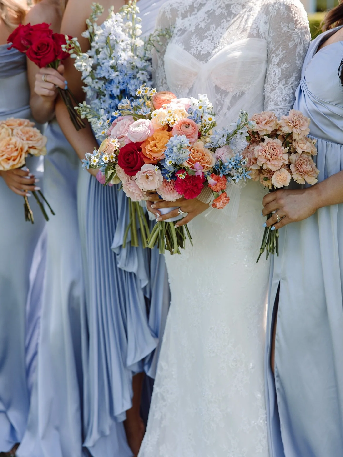 This color story? A forever favorite. 💙 We love how her bouquet popped against the soft blue dresses - proof that color can be classic and fun. 🩵
Planning your own wedding palette? Let&rsquo;s dream it up together. ✨