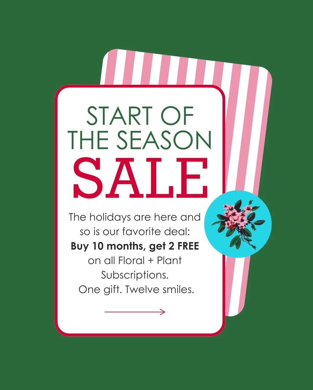 We&rsquo;re closed for Black Friday &amp; Small Business Saturday &mdash;taking a tiny holiday breather before the rush of Christmas hits 🎄✨ But our Start of the Season Sale is here! Buy 10 months, get 2 FREE on Floral &amp; Plant Subscriptions 💐🪴