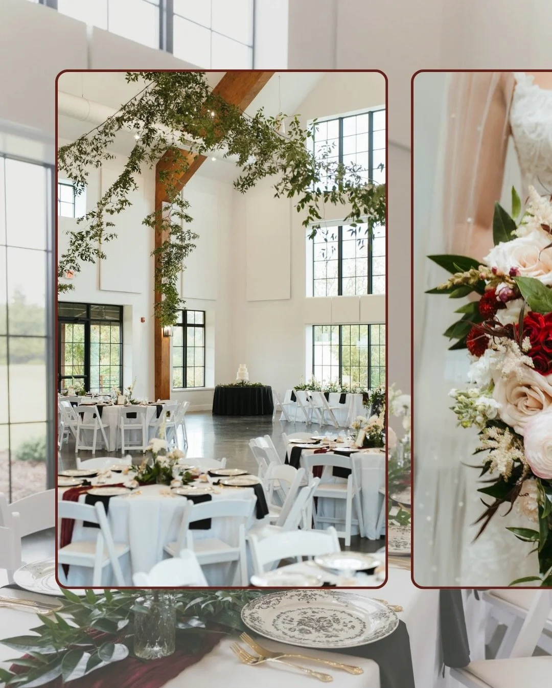 A little formal, a little laid-back, and a whole lot of love. 🤍
For this reception, we blended deep emerald greens, soft cream + blush blooms, and subtle burgundy accents to keep things airy, warm, and unfussy. The vibe: relaxed, romantic, and total