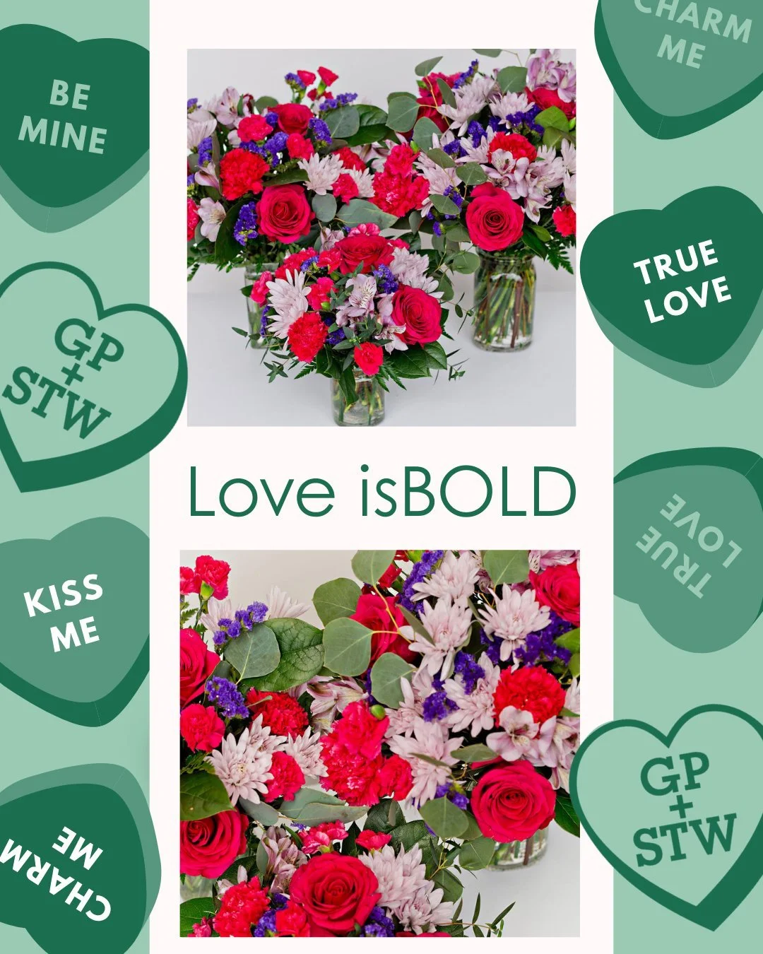 For the love that doesn&rsquo;t whisper 💗

Love is BOLD is a striking celebration of joy, confidence, and color &mdash; featuring hot pink, purple, and lavender blooms that feel expressive and alive. 

This arrangement is for couples who love out lo
