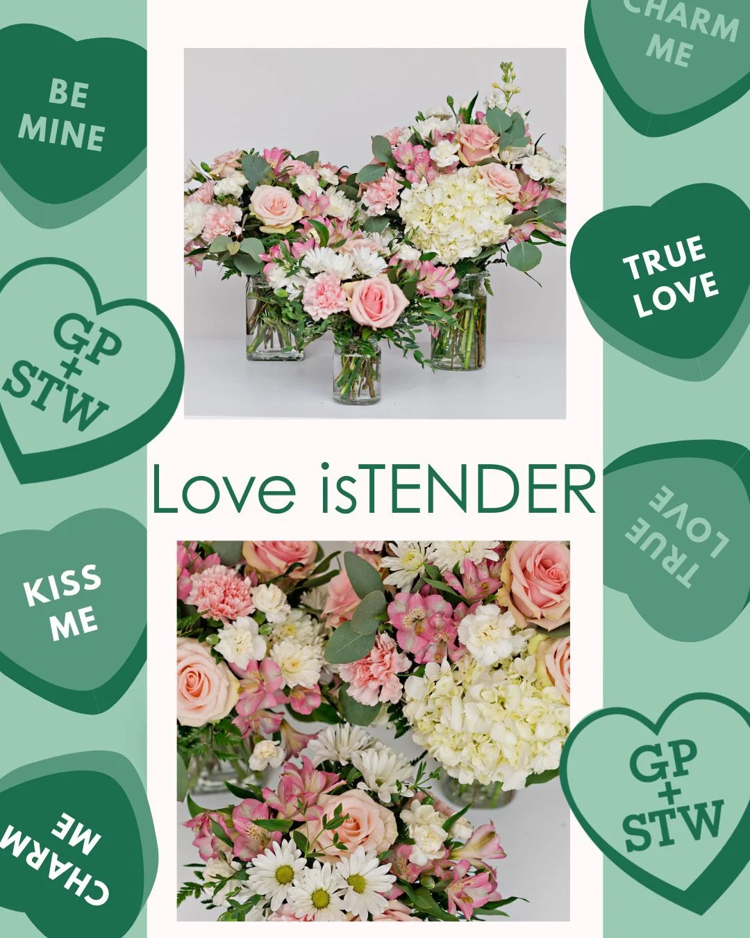 Soft, sincere, and deeply felt 💕

Featuring light pink, blush, white, and soft pastel tones, Love is TENDER is about warmth 🔅 and closeness &mdash; the kind of love that shows itself in quiet ways. 

Available in three sizes, this arrangement feels