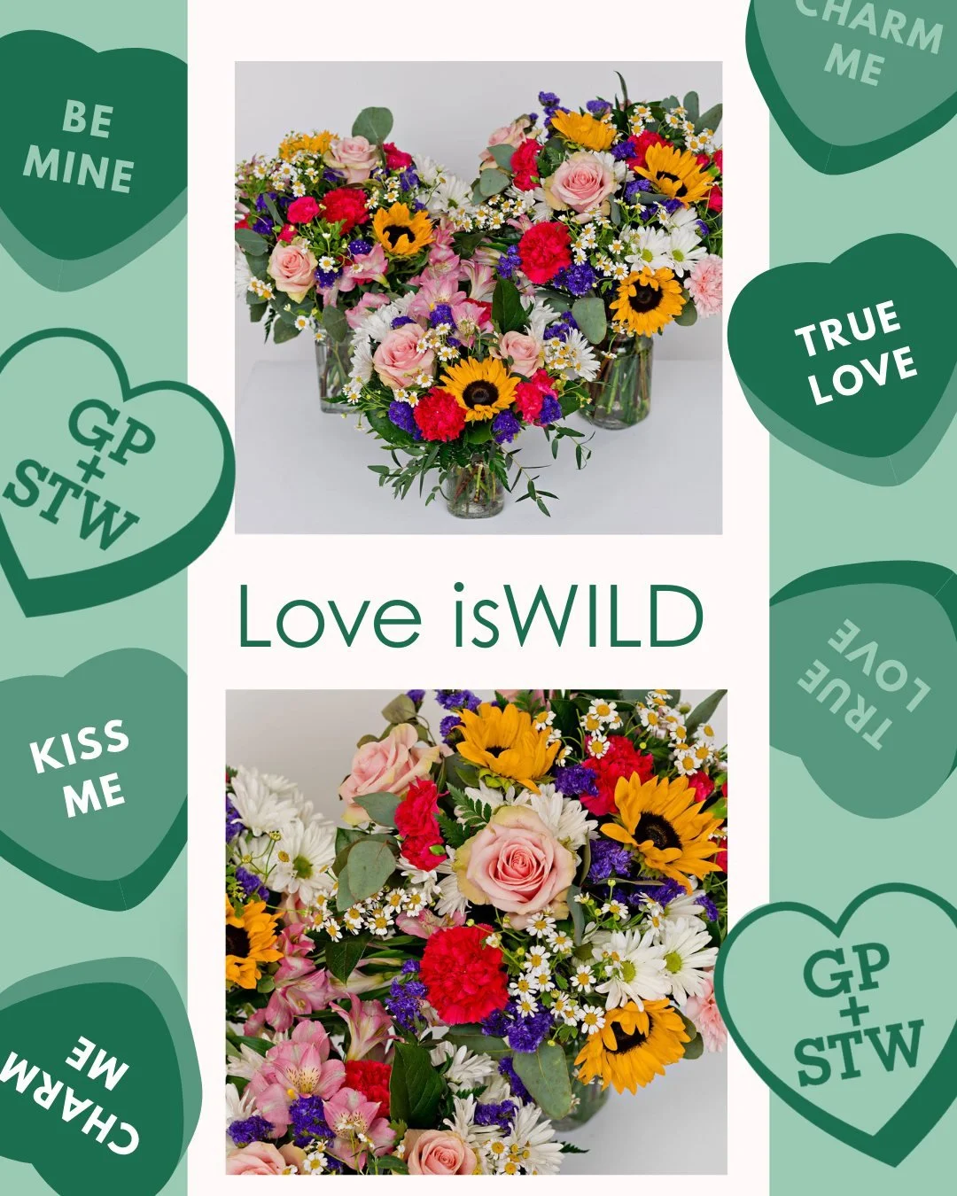 Easygoing, free-spirited, and beautifully imperfect.🌻✨

Love is WILD features sunflowers, pink roses, and chamomile with a relaxed, countryside feel. 

It celebrates love that grows naturally &mdash; no forcing, no fuss. 

Available in Sweet🍬, Clas