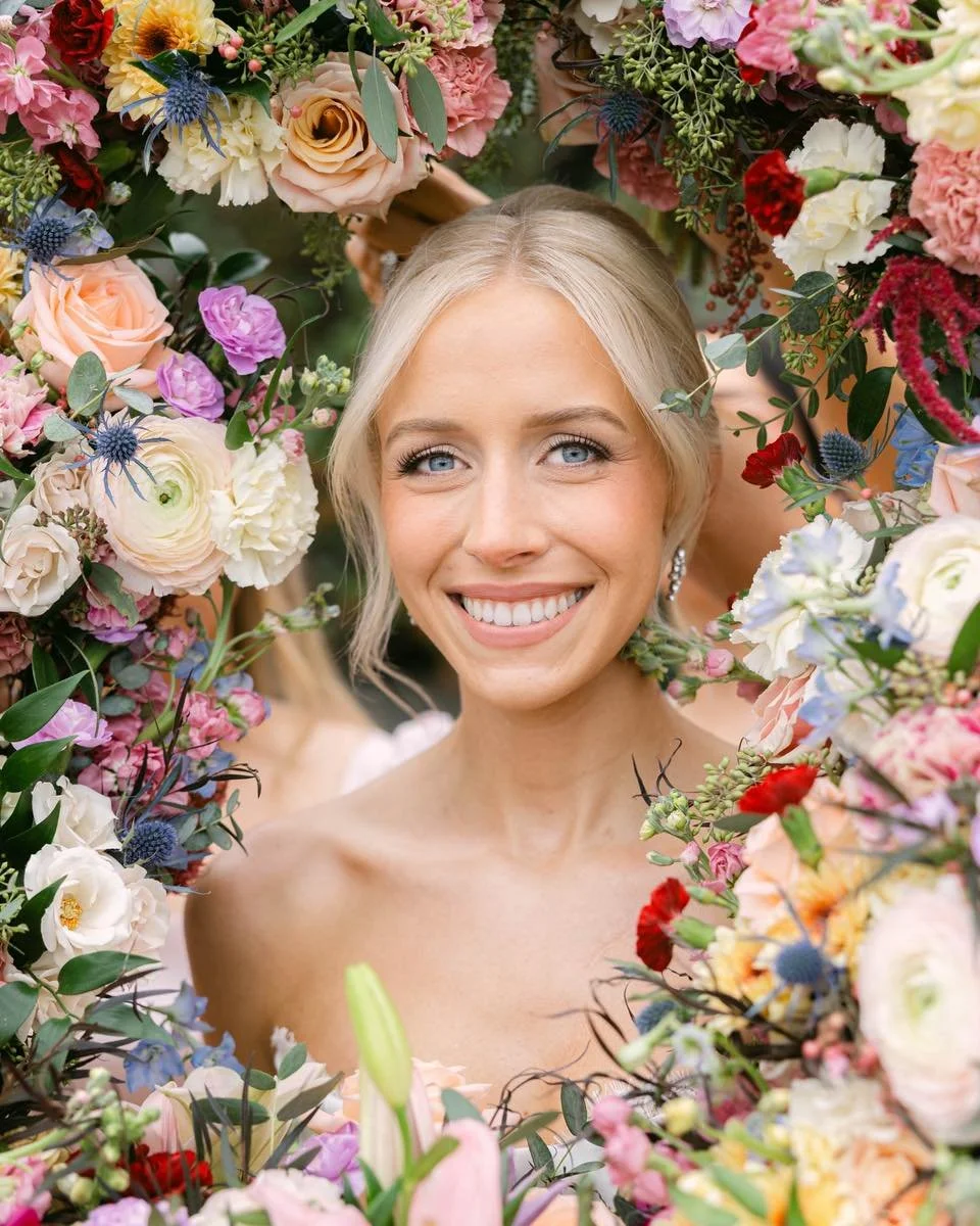 Moody, dramatic, and so romantic. 🌿✨

This palette is where warm spring meets a hint of fall&mdash;rich burgundies, dusty rose, soft blush, pinks, lavenders, butter yellow, and pops of dusty blue tucked into lush greenery. It&rsquo;s layered, textur