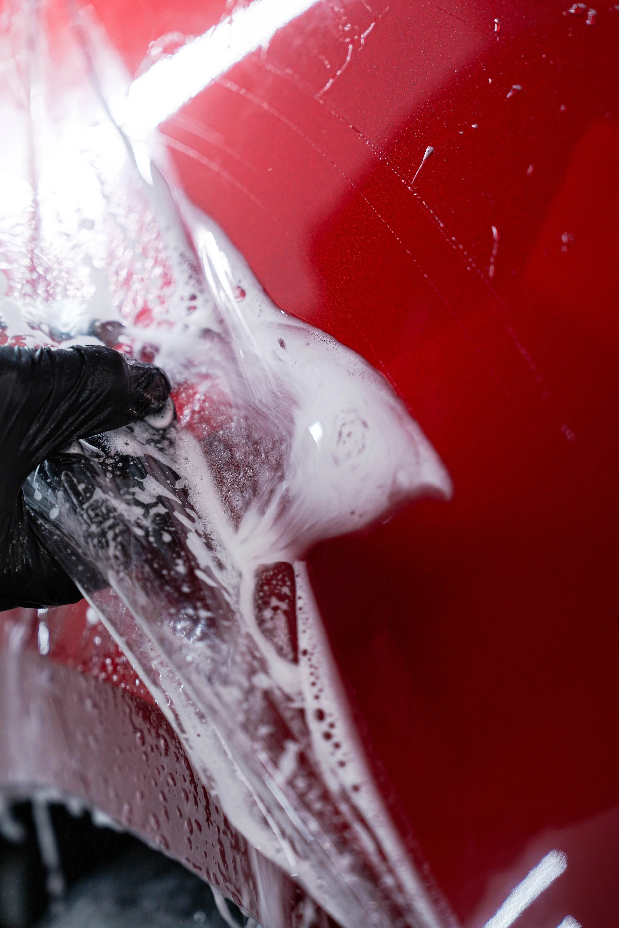 Close-up of Paint Protection Film being applied