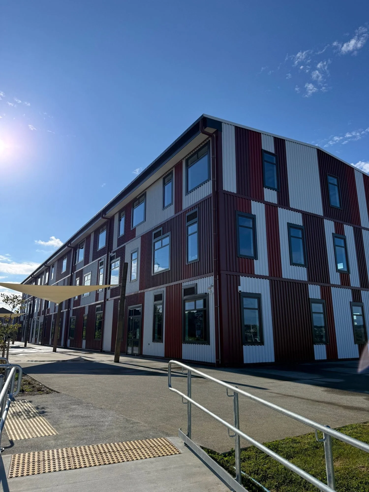 Three storey school block with clean cladding