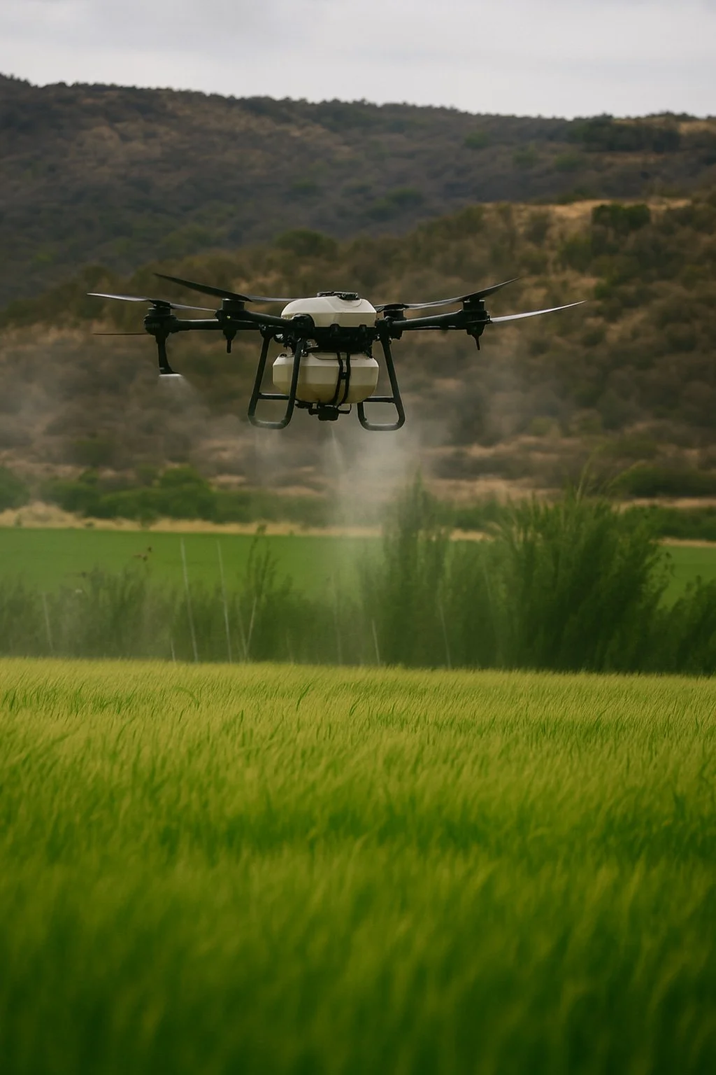 AeroSpray drone spreading over a field