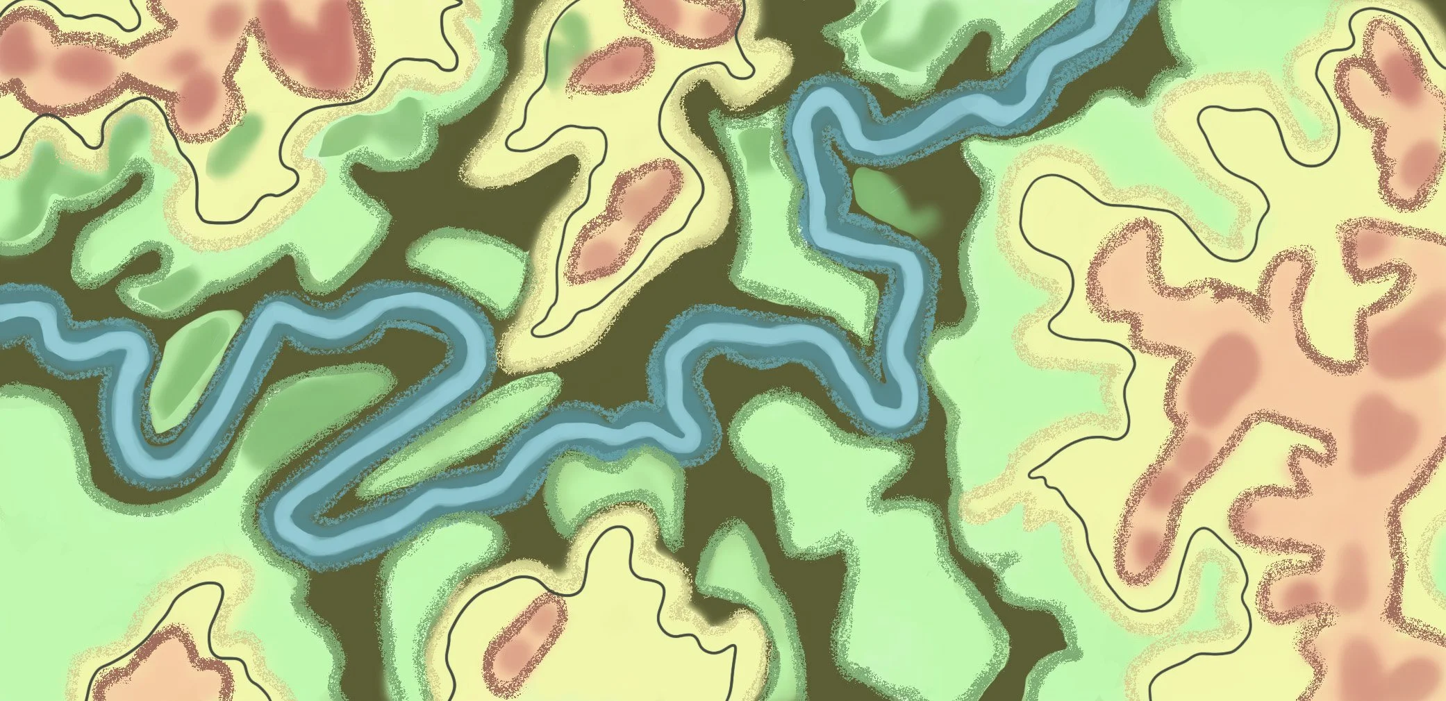 Wonga:  My connection to the Wurundjeri/Woiwurrung people is through Wonga, and this image is a visual expression of my bond with this part of the world, specifically Wonga Park and Warrandyte. The Yarra River flows from right to left, with Wonga Par