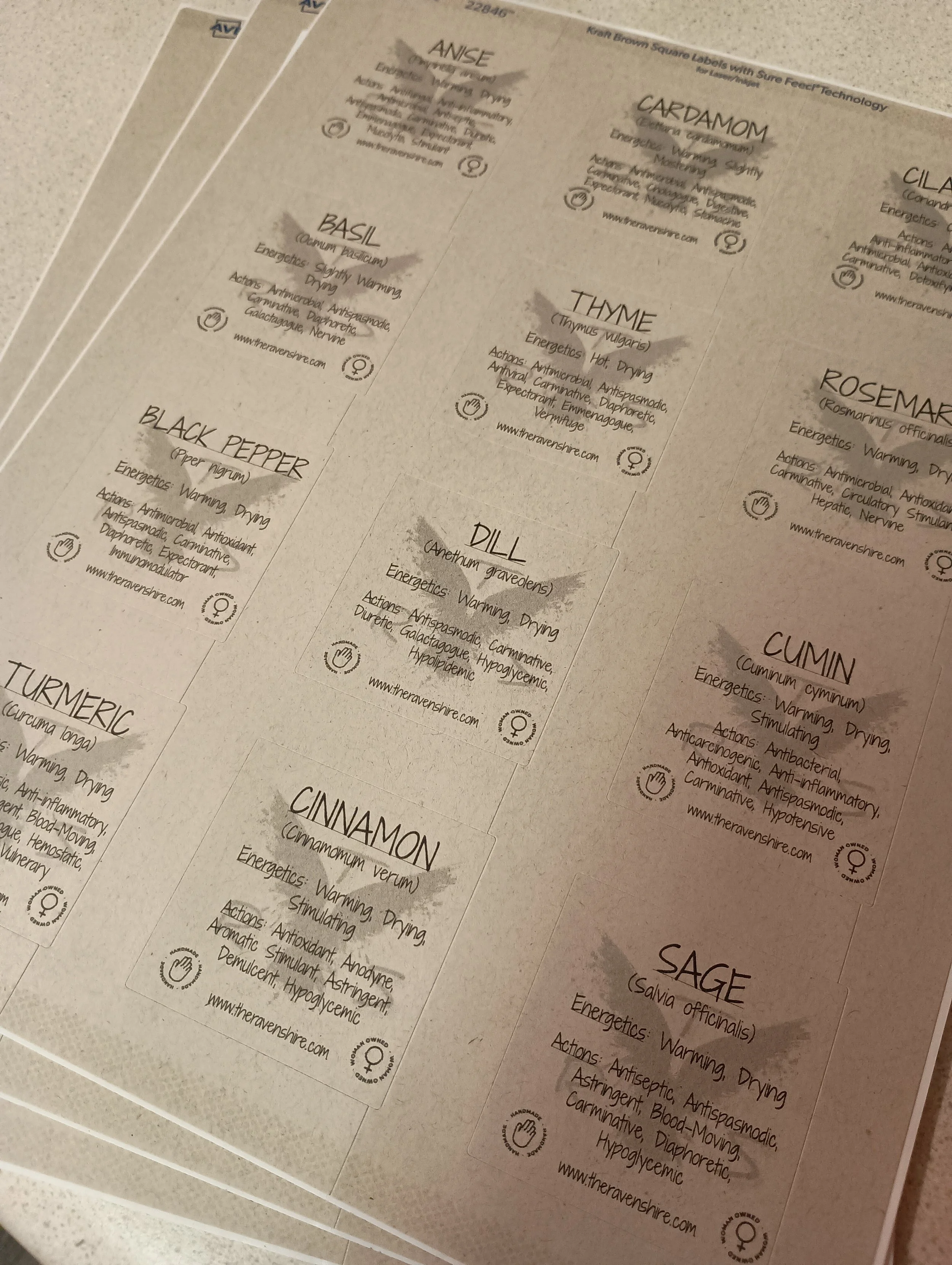 Herbal Action Spice Labels