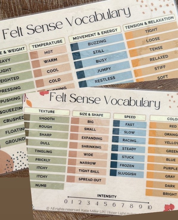 Felt sense Vocabulary