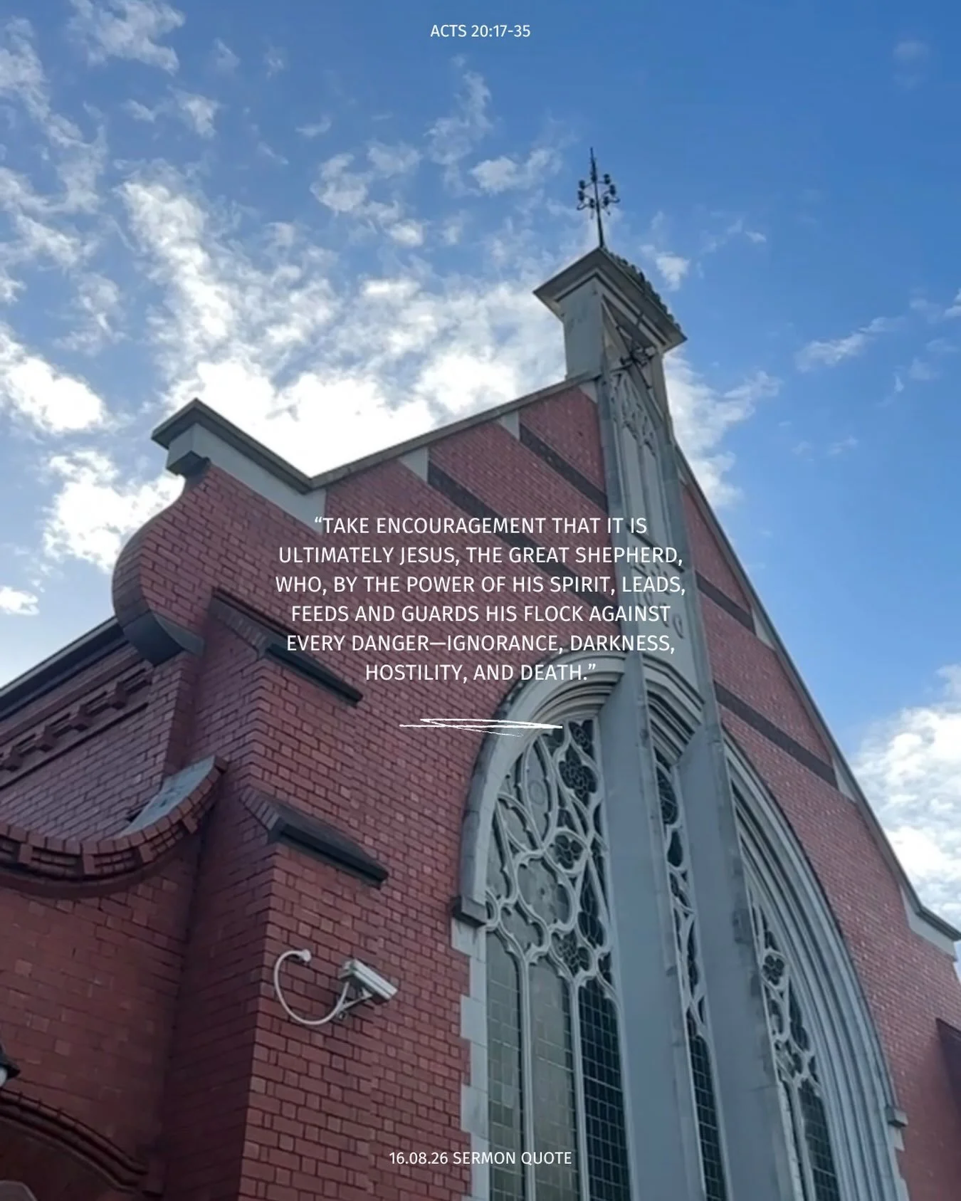 Feeling the weight of building up the body&hellip; or reaching the lost with the gospel?

Take encouragement that it is ultimately Jesus, 
the Great Shepherd, who, by the power of his Spirit, leads, 
feeds and guards his flock against every danger&md