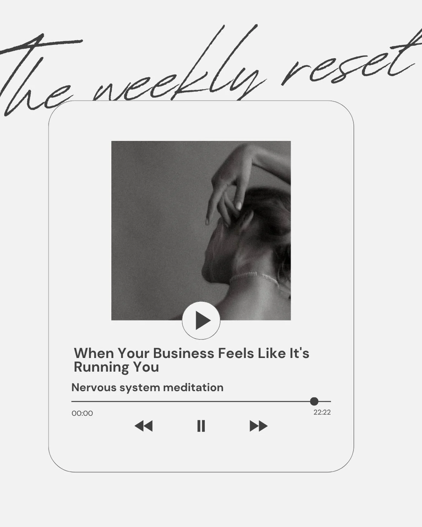 A nervous system meditation reset
for when your business feels like it&rsquo;s running you.
Regulate first. Then lead.

Listen free &mdash; link in bio.
More details above.