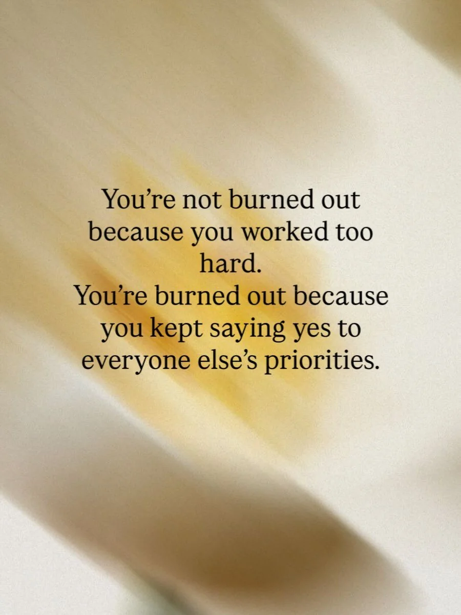 Still fully booked. (Or not..but definitely busy)
Still showing up. Still exhausted.

Because busy isn&rsquo;t the same as building.
And your yes to everyone else has been a no to you &mdash; for a long time.