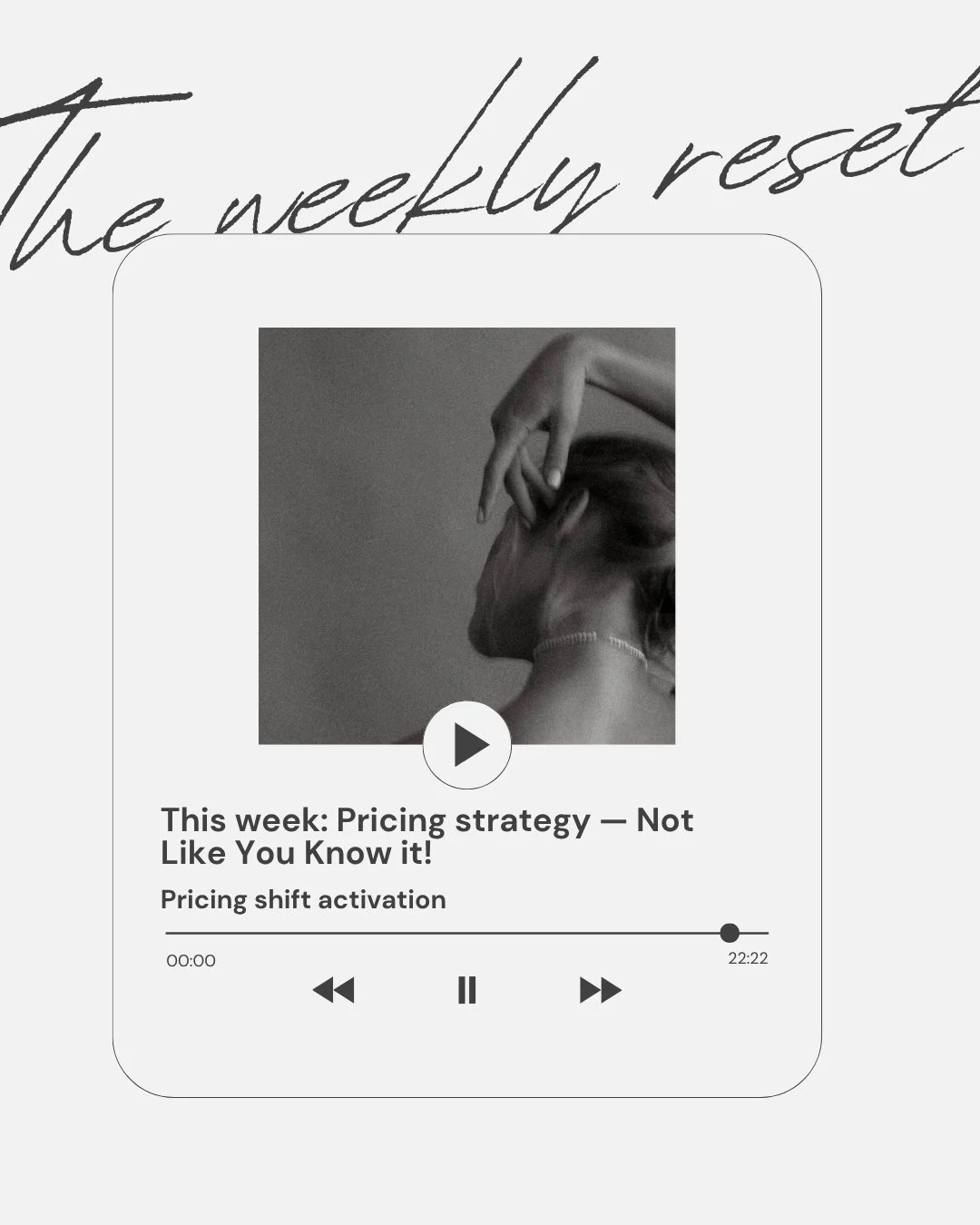 OUT NOW 

In this episode: &mdash;were shifting  the patterns of discounting, over-explaining, and hesitating 

&mdash; A guided reset to reveal what&rsquo;s underneath your pricing, release it, and reconnect with your real value 

On spotify or appl