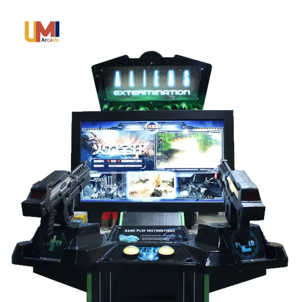 Arcade gun shooting machine with dual seats