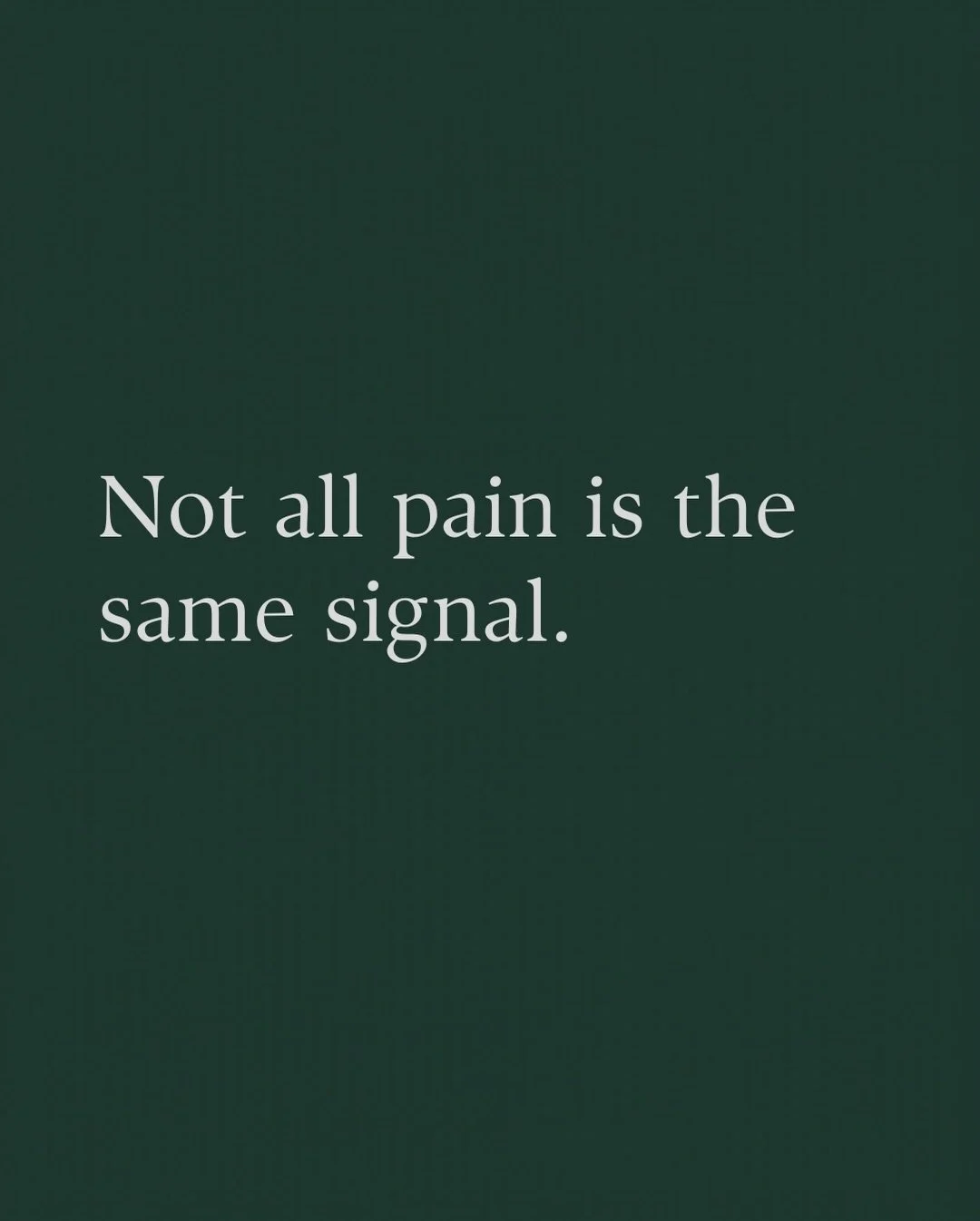Not all pain is the same signal.

There&rsquo;s the kind that means something is wrong. Stop, protect, get it seen to. That one&rsquo;s clear.

And then there&rsquo;s the kind that shows up when nothing is actually damaged. 

Same sensation. Complete