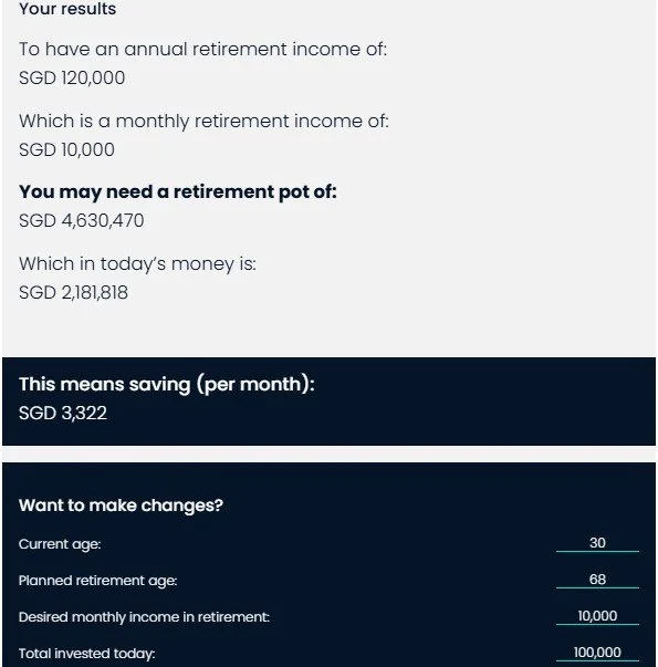 Singapore Retirement Planning Calculators