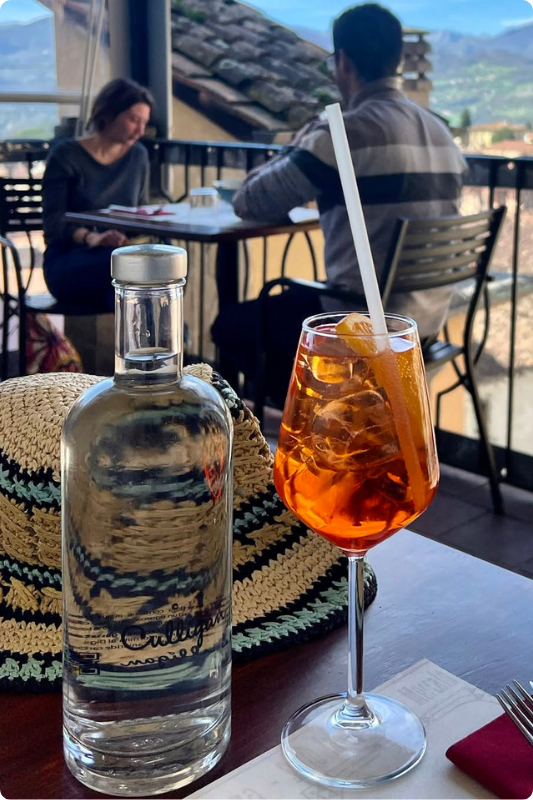 A glass of Italian Citrus Spritz with water
