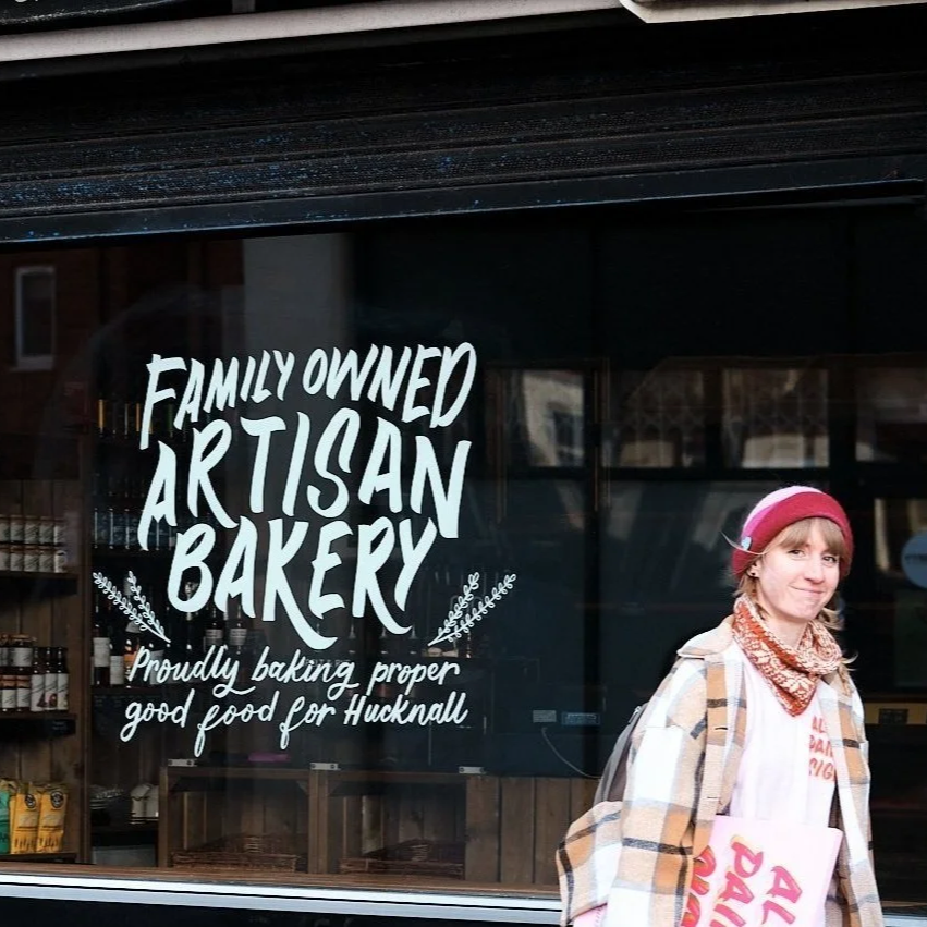 window advertising hand painted