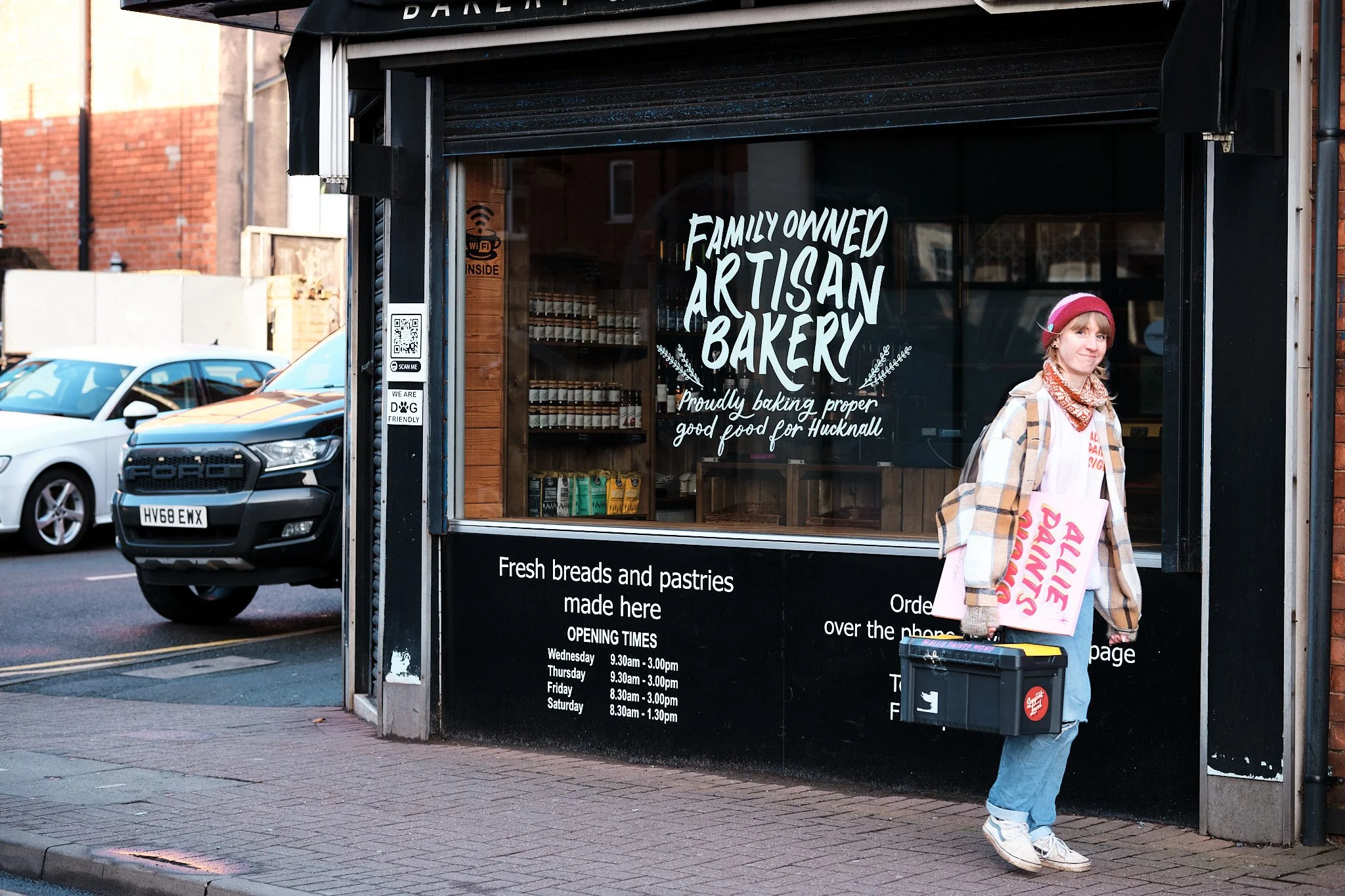 Window painting on a local bakery window in hucknall