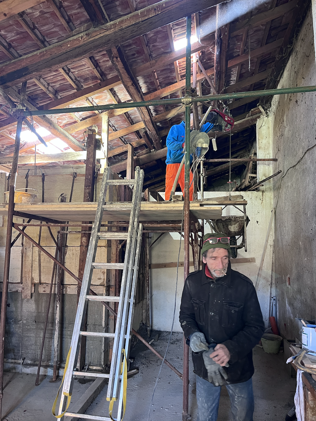 Men working in the barn