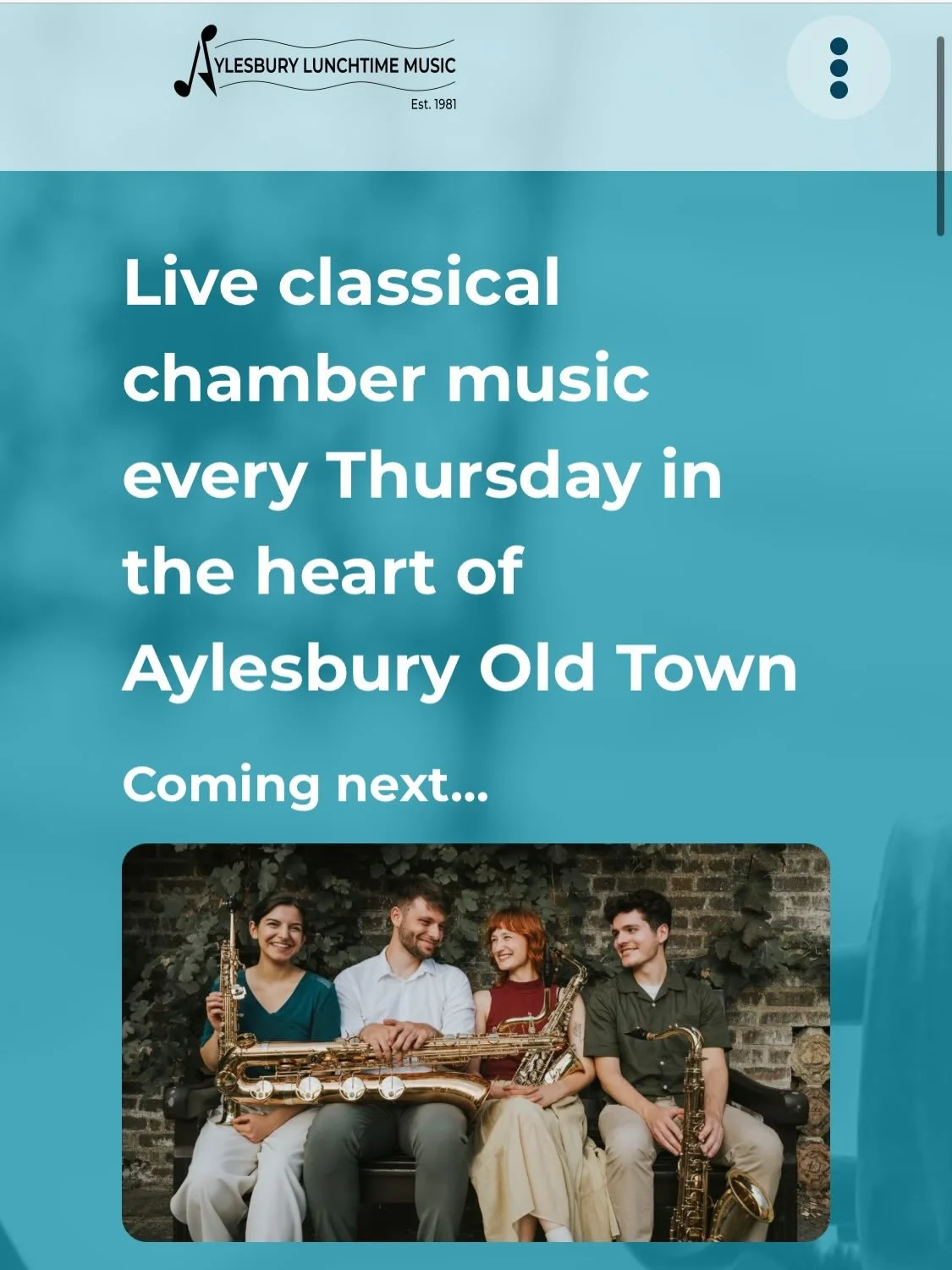 We&rsquo;re very much looking forward to our recital next week at St Mary&rsquo;s Church, Aylesbury on Thursday 23rd April! 

Programme:
Ravel - Le Tombeau de Couperin
Fran&ccedil;aix - Petit Quatuor pour Saxophones
Mintzer - Quartet no. 1 
Gregory -