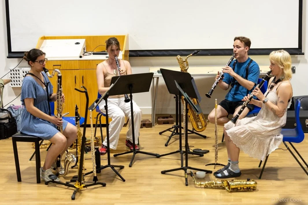 Alongside our recital at @deal_music_arts , we also had the pleasure of running two interactive workshops at a local school, for both primary and secondary school students. We had a brilliant time showing off the exciting range of the saxophone, clar