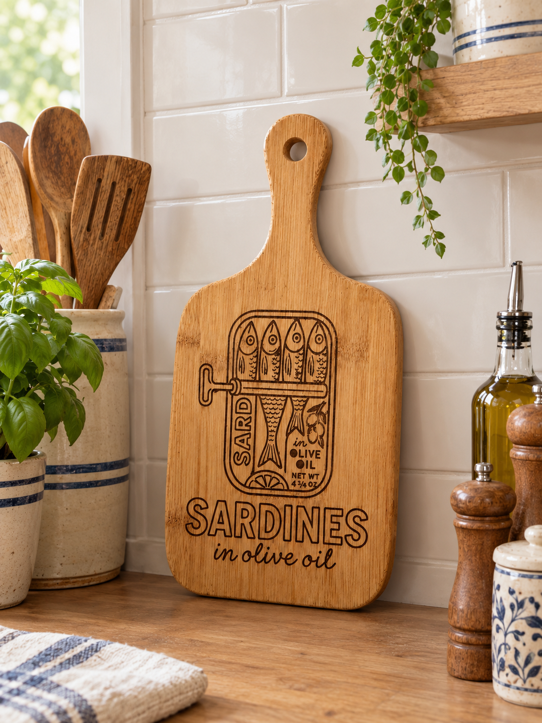 Vintage Style Chopping Board - Sardines