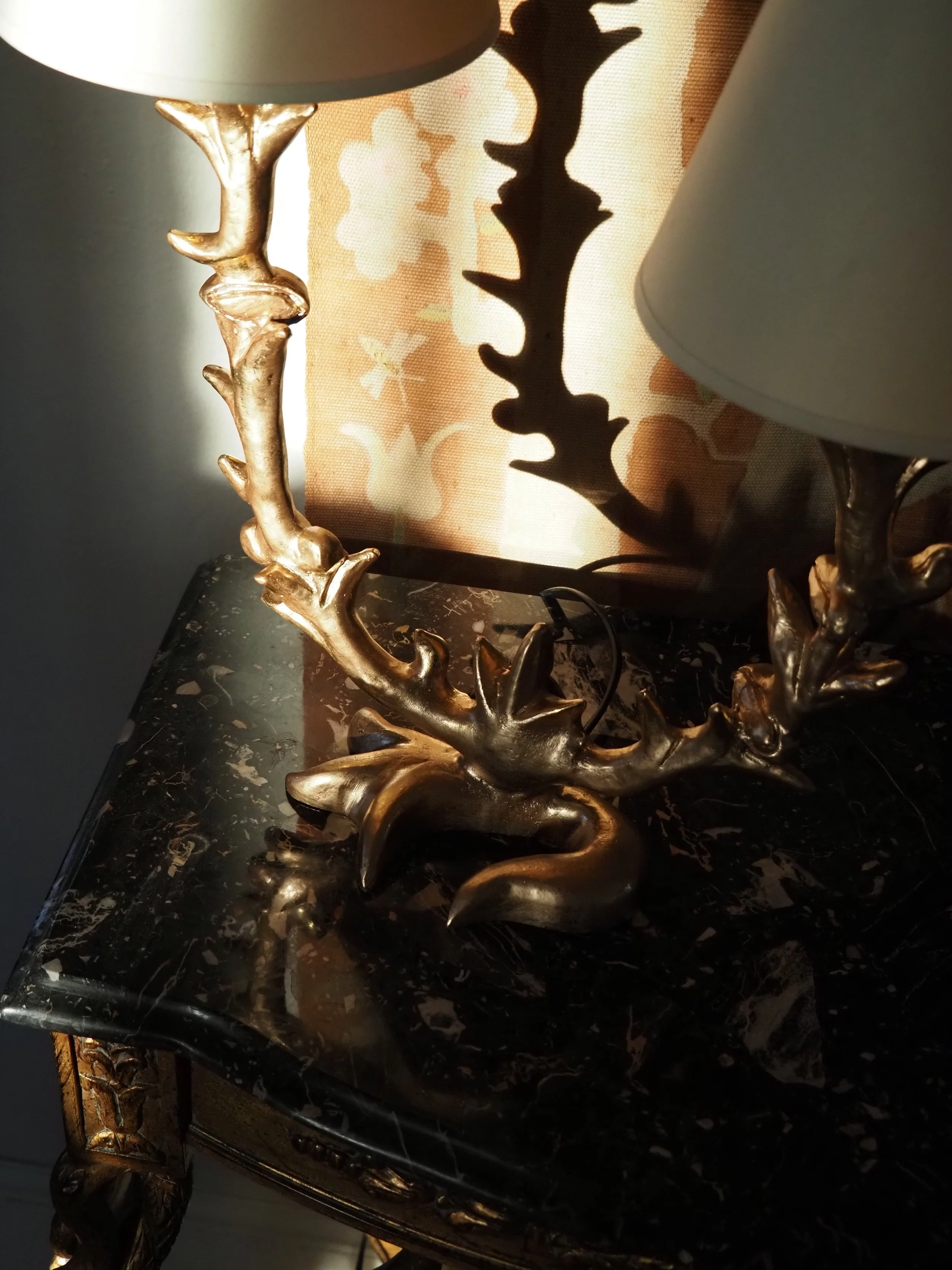 Italian Swan Motif Server with Marble Top