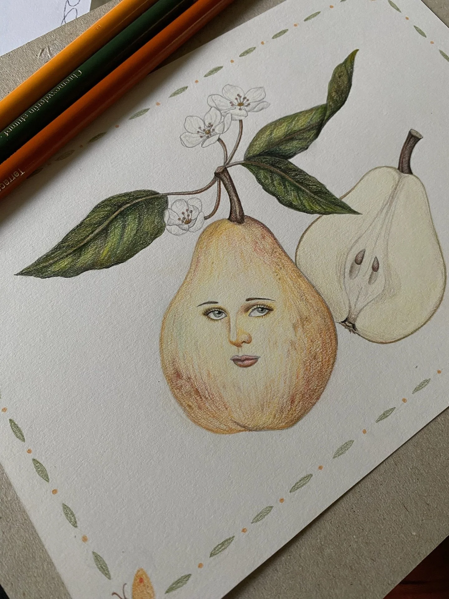 Another drawing for the calendar, I had so much fun playing around with colour for the first time in ages 🧡 

#pear #pearillustration #fruitdrawing #fruitillustration #fabercastellpolychromos #vintageillustration #vintagedrawing #londonillustration