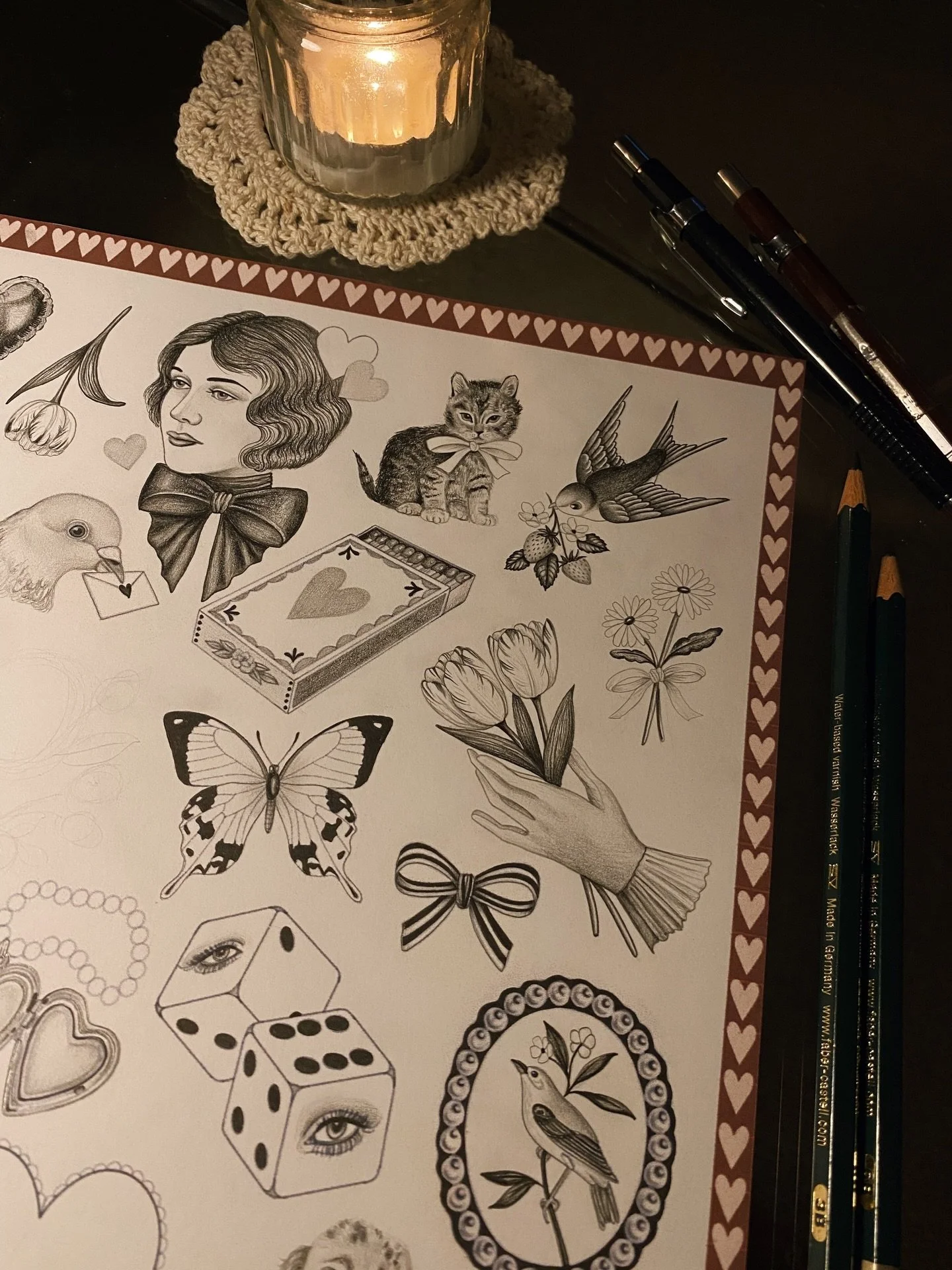 Sneak peak of my Valentine&rsquo;s flash sheet💘 
I&rsquo;ll make another post with the flash day details soon, stay tuned! 

#valentines #valentinestattoo #valentinesdaytattoo #cutetattoo #lovetattoo #vintagetattoo #londontattooartist #londontattoo 