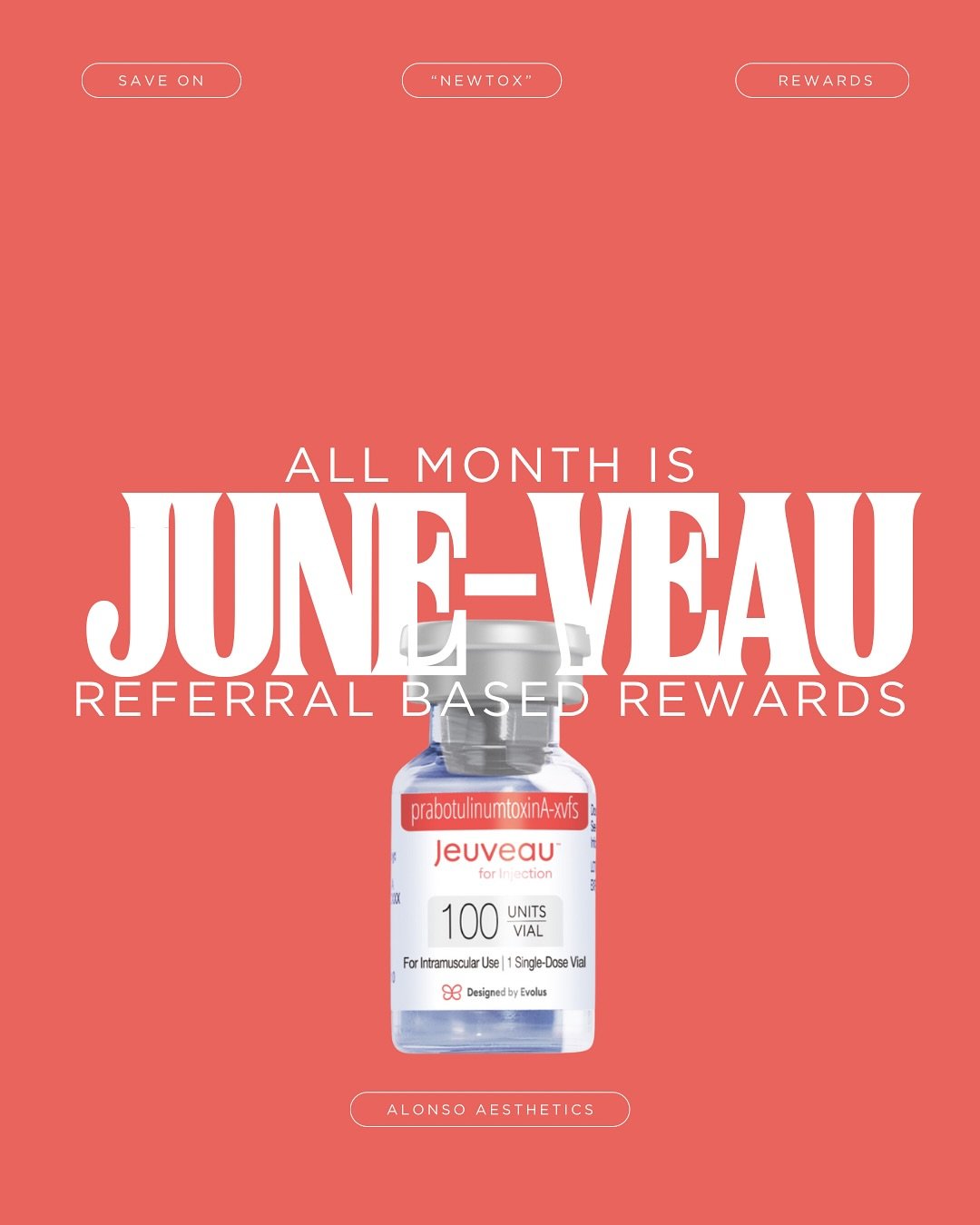 June-veau is (almost) here!!
&zwnj;
Take advantage of this months referral-based rewards
&zwnj;
&zwnj;
DM, call or text to book
&zwnj;
👩🏻&zwj;⚕️Gwen Alonso, APRN
📍2915 N Blvd. Tampa, FL 33602
📱 813-602-7072
📧 info@alonso-aesthetics.com
💻 www.al
