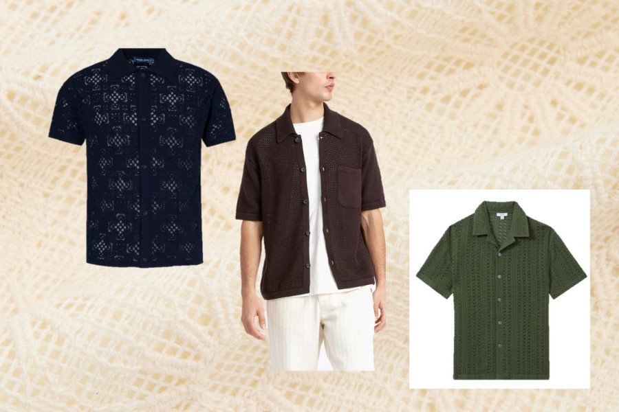 Crochet knit shirts for men