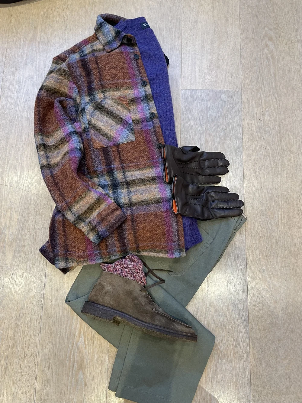 More casual with over-shirt and sweater