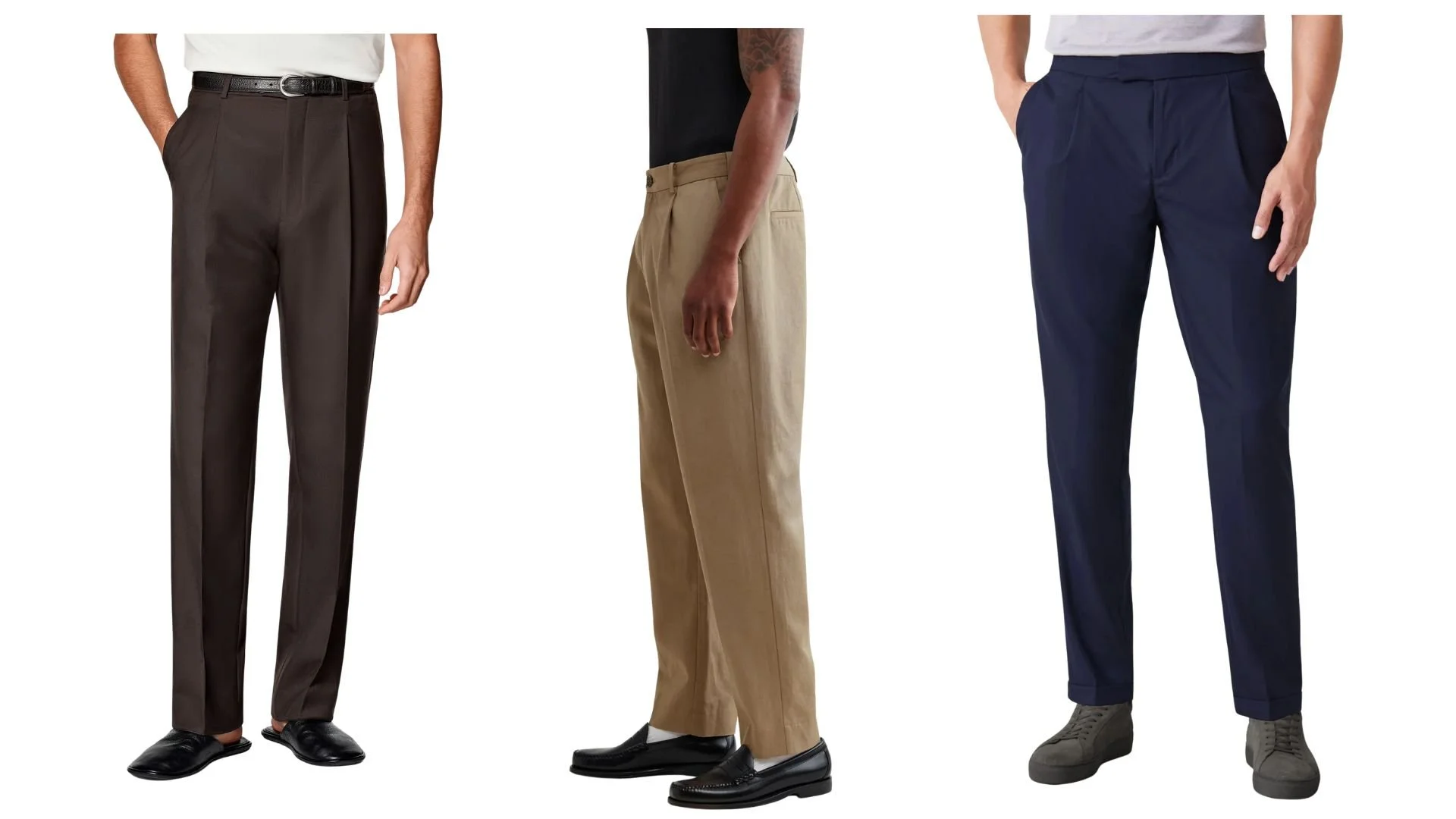 Upgrade your wardrobe with some pleat front trousers for men