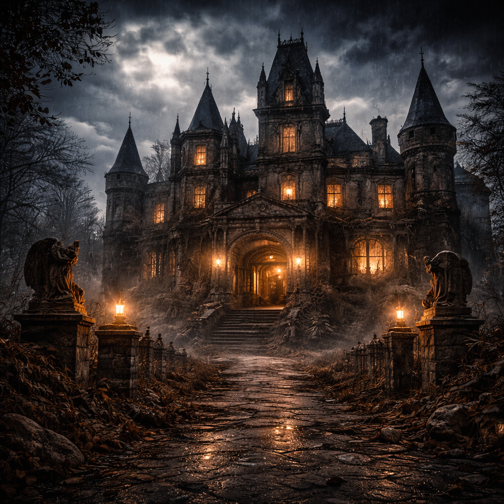 Abandoned castle and overgrown gardens