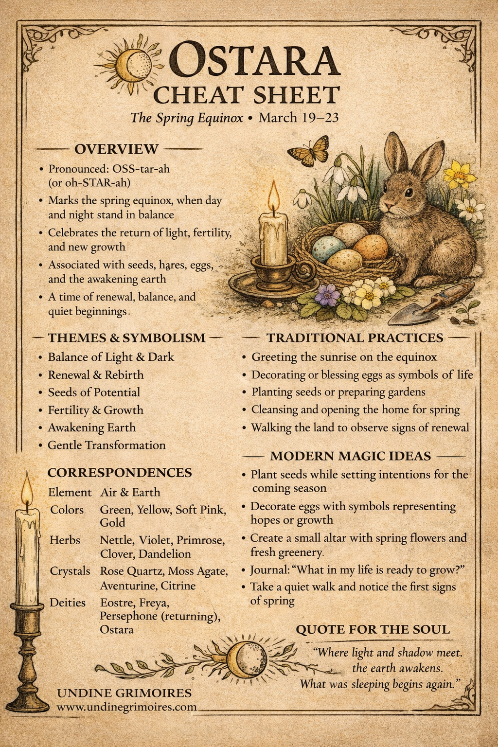 Ostara Cheat Sheet