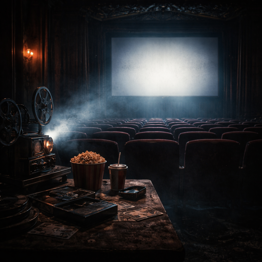 Dim light in a nostalgic theater