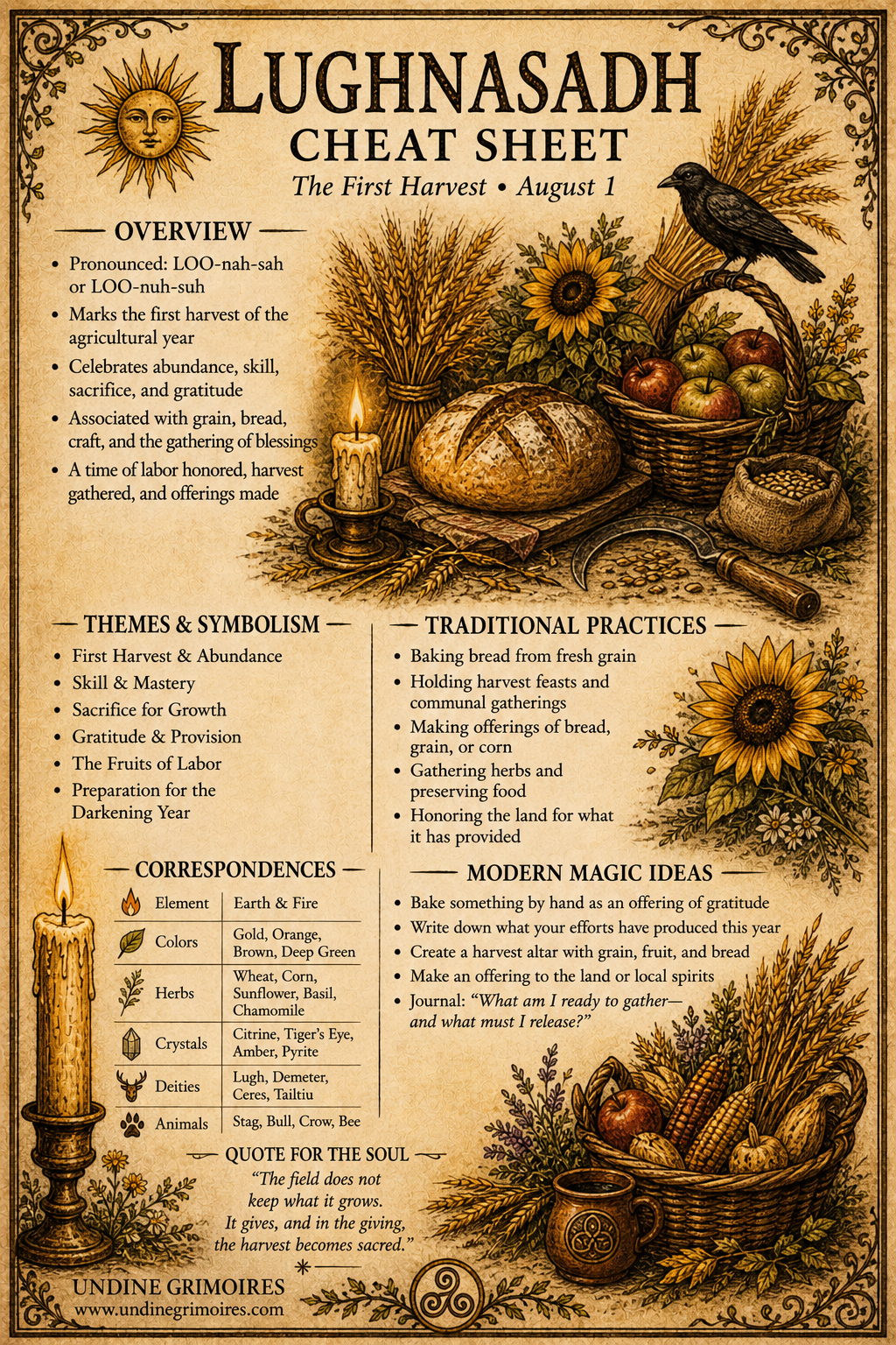 Lughnasadh Cheat Sheet