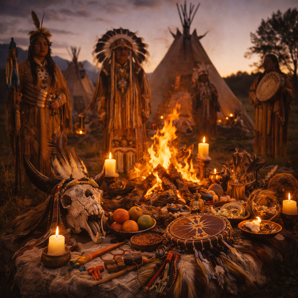 Twilight ceremony around the fire