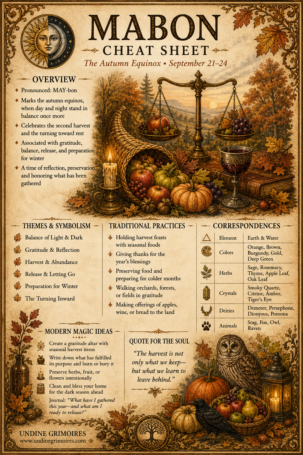Mabon Cheat Sheet