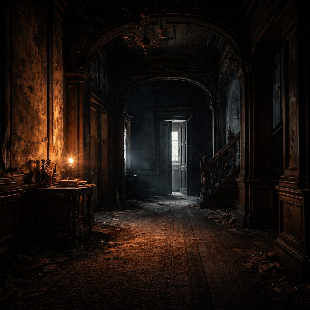 Twilight in an abandoned mansion