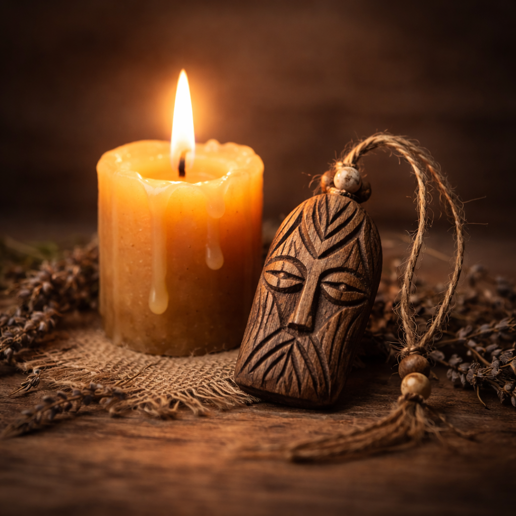 Rustic charm with beeswax and talisman