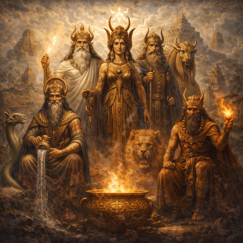 Sumerian gods gather in ancient mythos