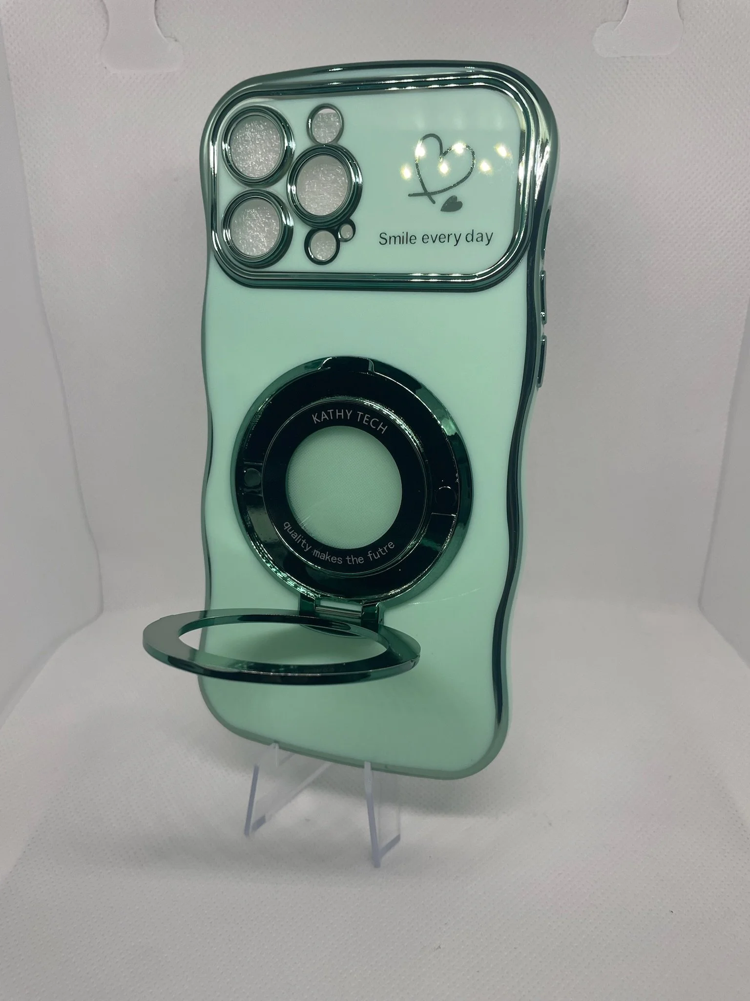 Nititop - iPhone 13 Pro Max Case - Smile Every Day - Mint Green