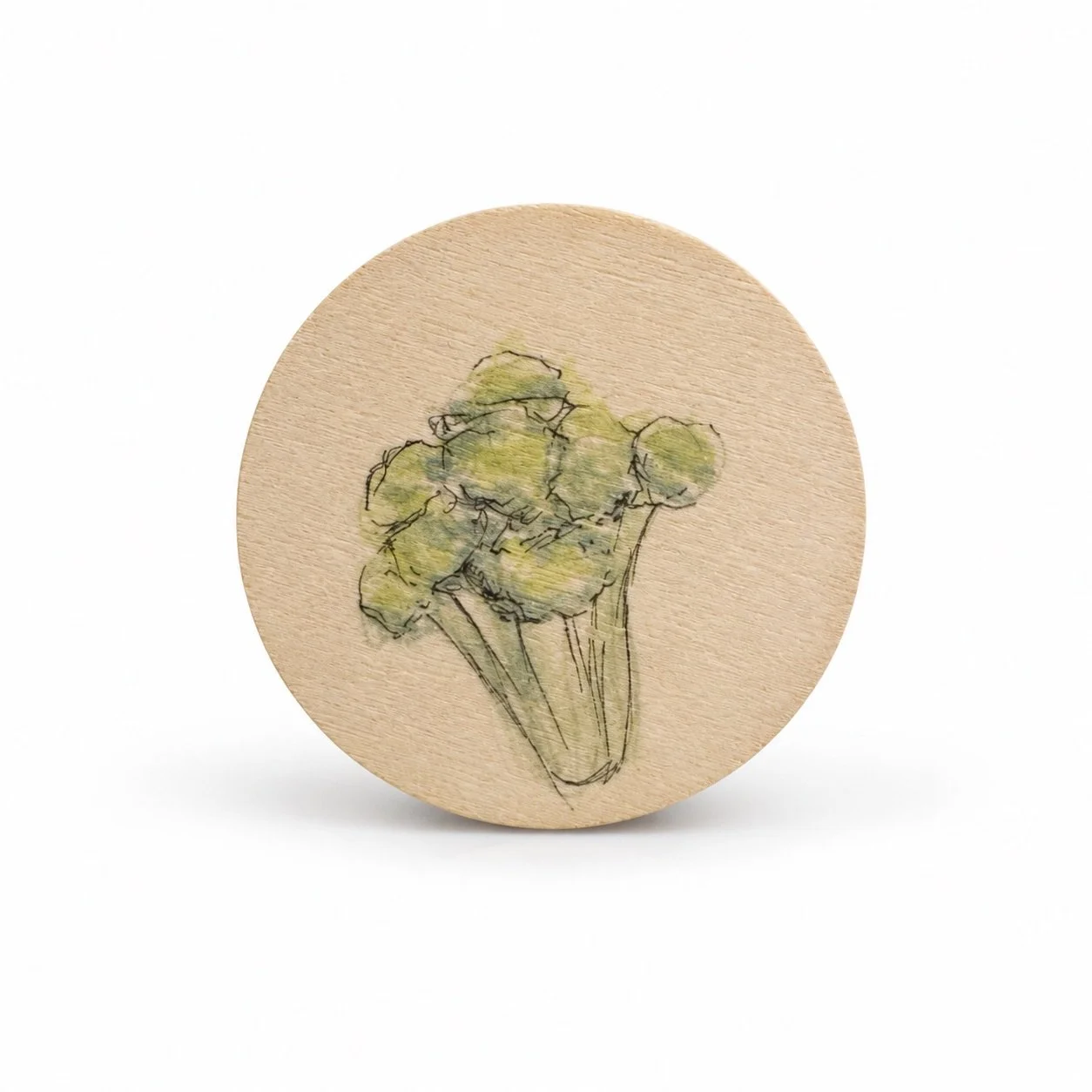 Hand-Painted Broccoli Wooden Magnet